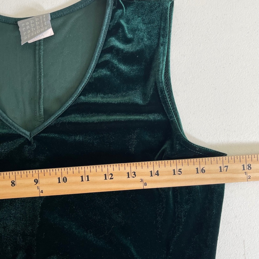 Vintage Rabbit Rabbit Rabbit Designs Velvet Maxi Dress 10P Green Whimsigoth 90s - Picture 9 of 11